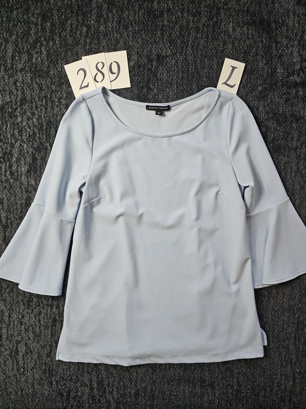 Boston Proper Light Blue Bell Sleeve Blouse